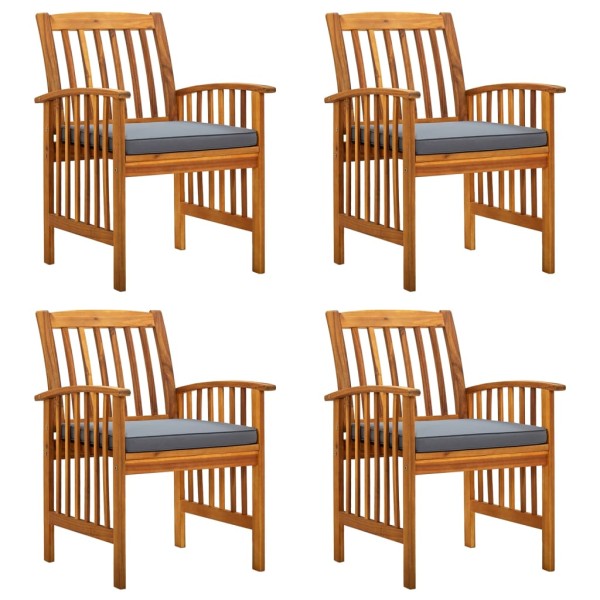 Garden dining chairs with cushions, 4 pcs., solid acacia