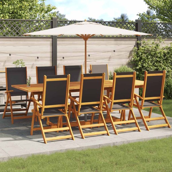 Folding garden chairs, 8 pcs., solid acacia and textilene