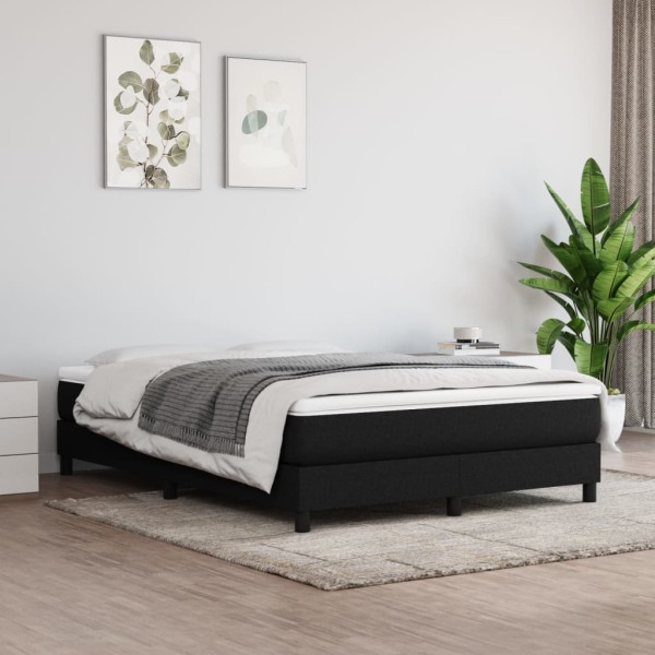 Bed frame with springs, black, 140x200cm, fabric