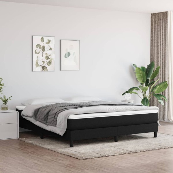 Bed frame with springs, black, 180x200cm, fabric