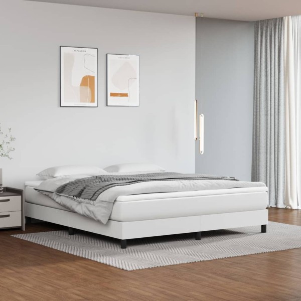 Bed frame with springs, white, 160x200cm, artificial leather