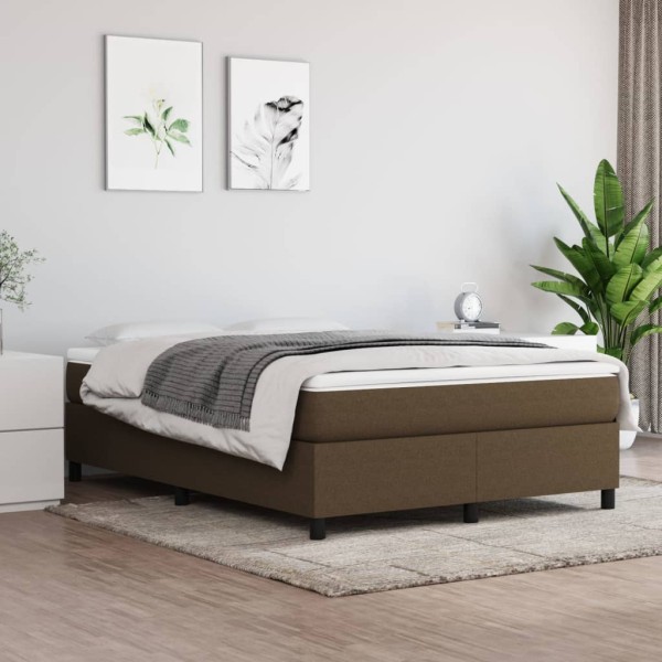 Bed frame with springs, dark brown, 140x190cm, fabric