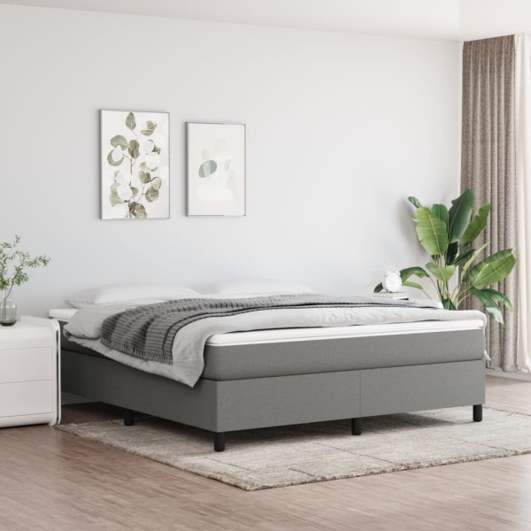 Bed frame with springs, dark gray, 160x200cm, fabric