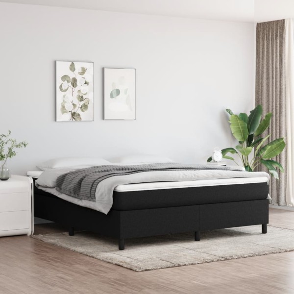 Bed frame with springs, black, 160x200cm, fabric