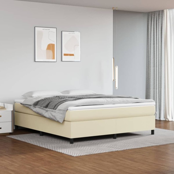 Bed frame with springs, cream, 180x200cm, artificial leather