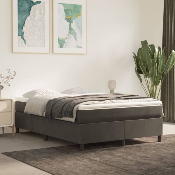 Bed frame with springs, dark gray, 140x190cm, velvet