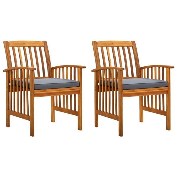 Garden dining chairs with cushions, 2 pcs., solid acacia
