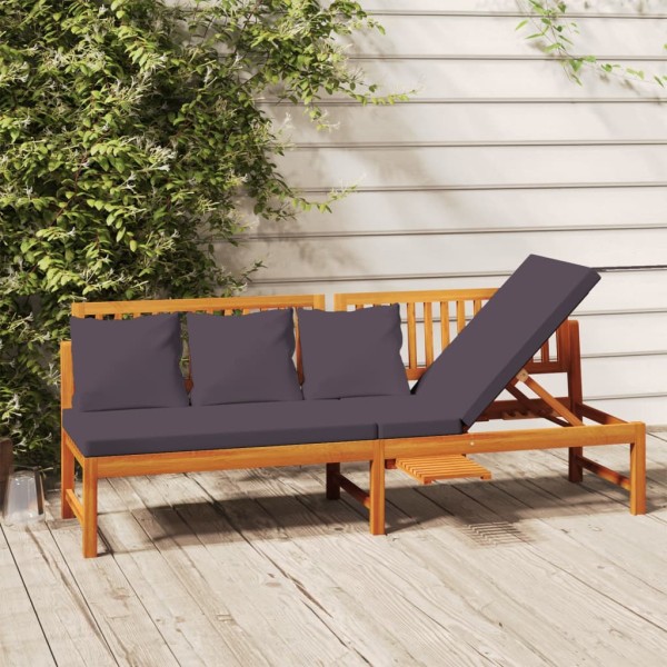 Sofa with gray cushions, 200x60x75cm, solid acacia