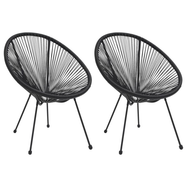 Garden chairs, 2 pcs., black, rattan, circular