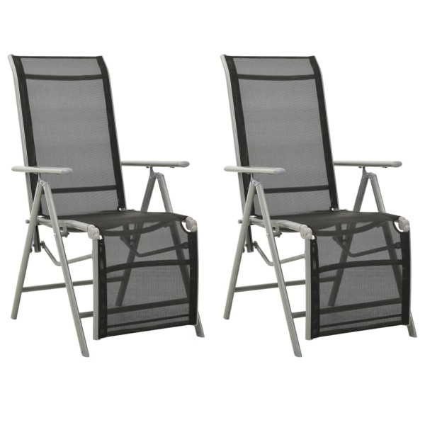 Garden chairs, 2 pcs., silver, textile and aluminum