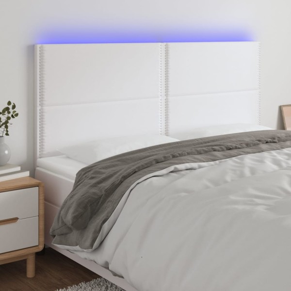 Headboard with LED, white, 200x5x118/128 cm
