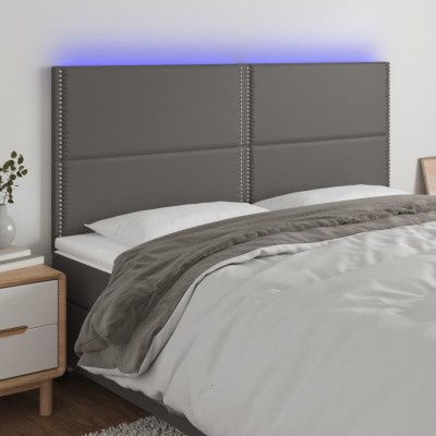 Headboard with LED, gray,...