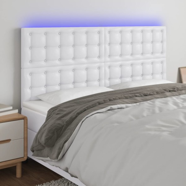 Headboard with LED, white, 160x5x118/128 cm