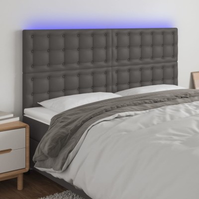 Headboard with LED, gray,...