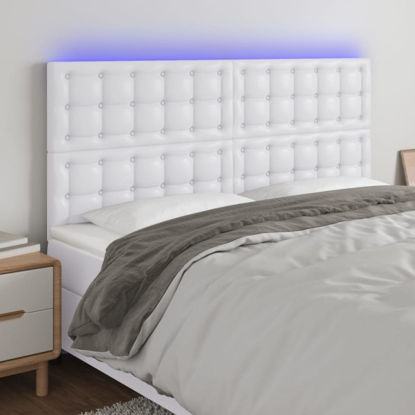 Headboard with LED, white, 200x5x118/128 cm