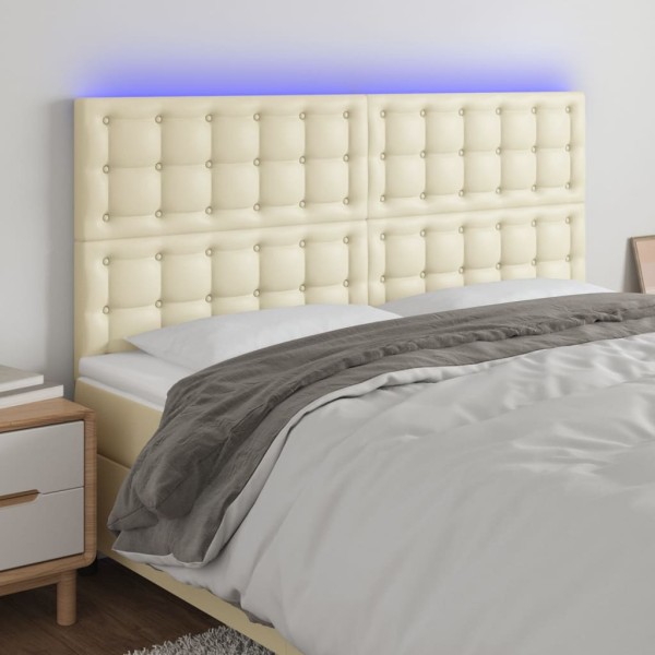 Headboard with LED, cream color, 200x5x118/128 cm