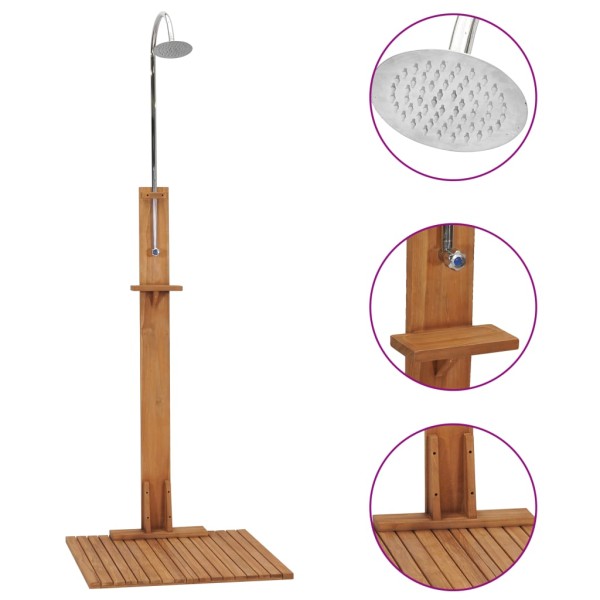 Garden shower, 75x75x210cm, solid teak wood