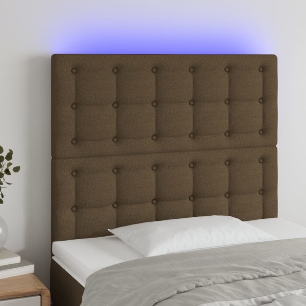 Headboard with LED, dark brown, 80x5x118/128cm