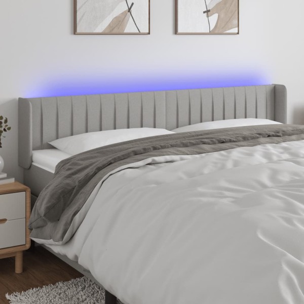 Headboard with LED, light gray, 183x16x78/88cm, fabric