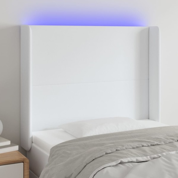 Headboard with LED, white, 83x16x118/128 cm