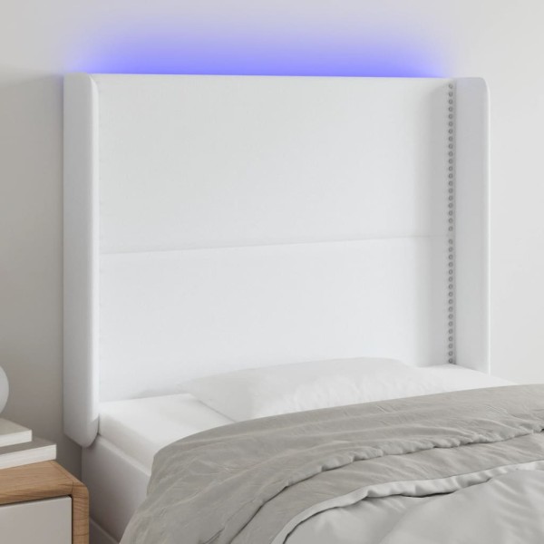 Headboard with LED, white, 103x16x118/128 cm