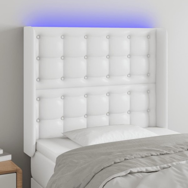 Headboard with LED, white, 83x16x118/128 cm