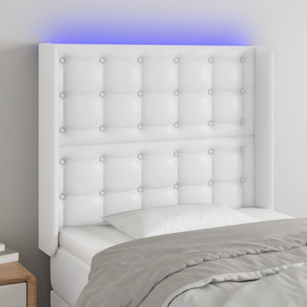 Headboard with LED, white, 103x16x118/128 cm