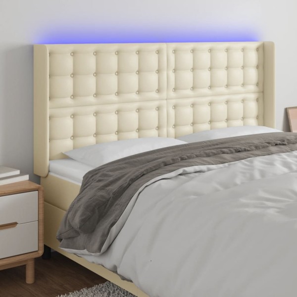 Headboard with LED, cream color, 183x16x118/128 cm