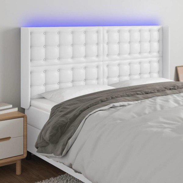 Headboard with LED, white, 203x16x118/128 cm