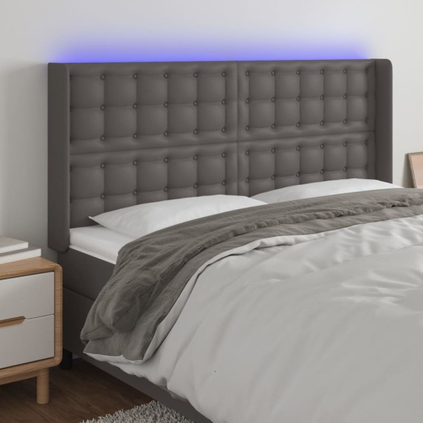 Headboard with LED, gray, 203x16x118/128 cm