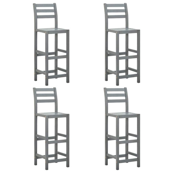 Bar stools, 4 pcs., gray, solid acacia wood