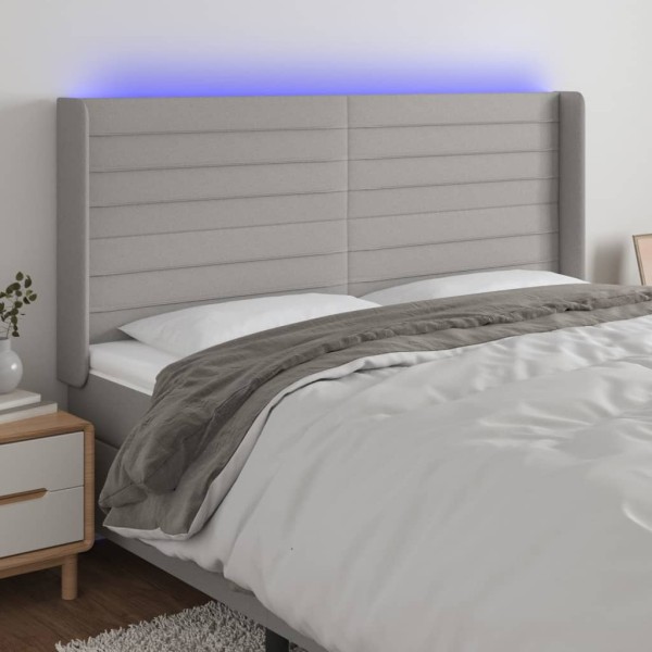 Headboard with LED, light grey, 183x16x118/128/128cm