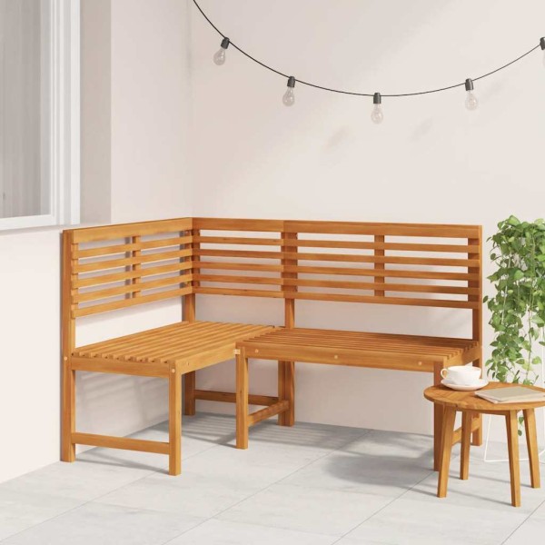 Corner garden bench, 140 cm, solid acacia wood