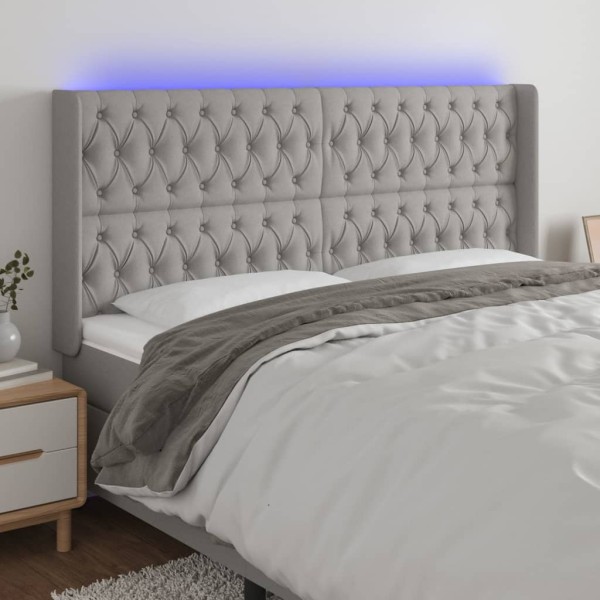 Headboard with LED, light grey, 183x16x118/128/128cm