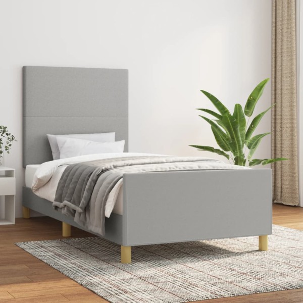 Bed frame without mattress, light gray, 90x190cm, fabric