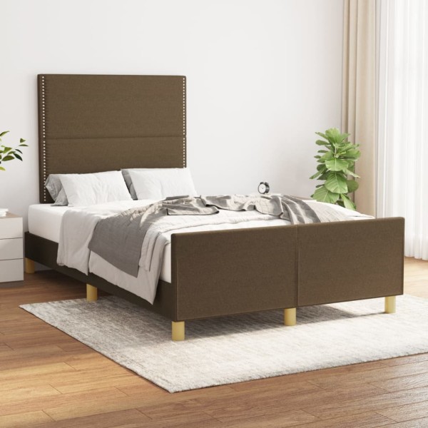 Bed frame without mattress, dark brown, 120x200cm, fabric