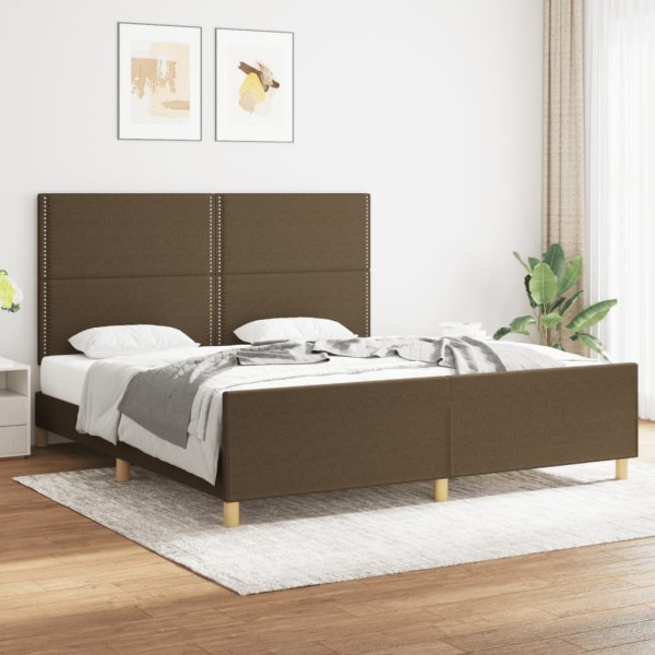 Bed frame without mattress, dark brown, 180x200cm, fabric