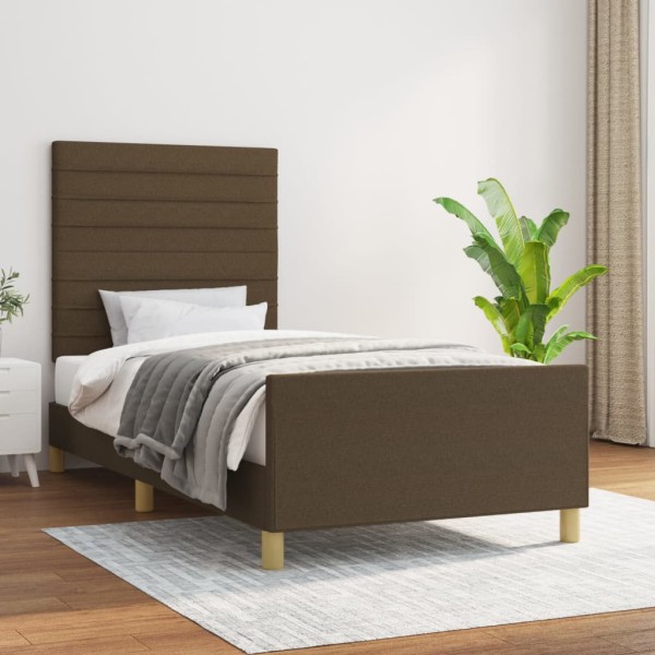 Bed frame without mattress, dark brown, 80x200cm, fabric