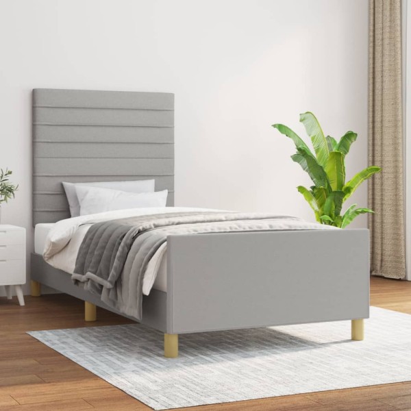 Bed frame without mattress, light gray, 90x190cm, fabric