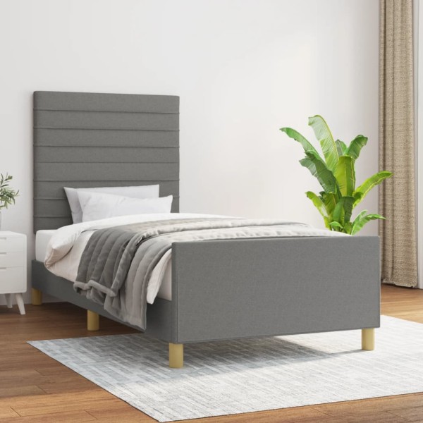 Bed frame without mattress, dark gray, 90x200cm, fabric