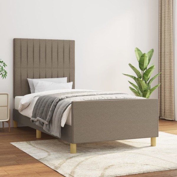 Bed frame without mattress, taupe, 90x190 cm, fabric