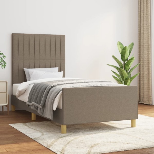Bed frame without mattress, taupe, 90x200 cm, fabric