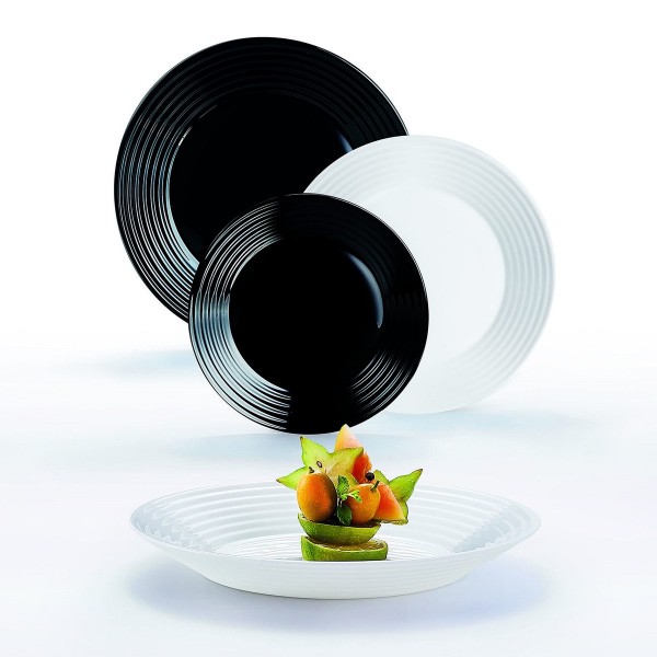 Tableware Luminarc 1900 White/Black Glass 18 Pieces