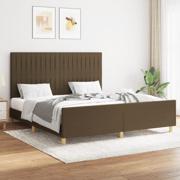 Bed frame without mattress, dark brown, 160x200cm, fabric