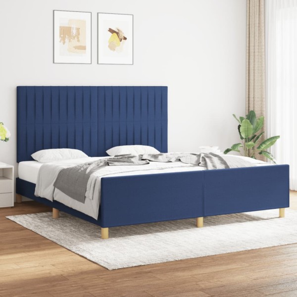 Bed frame without mattress, blue color, 180x200cm, fabric