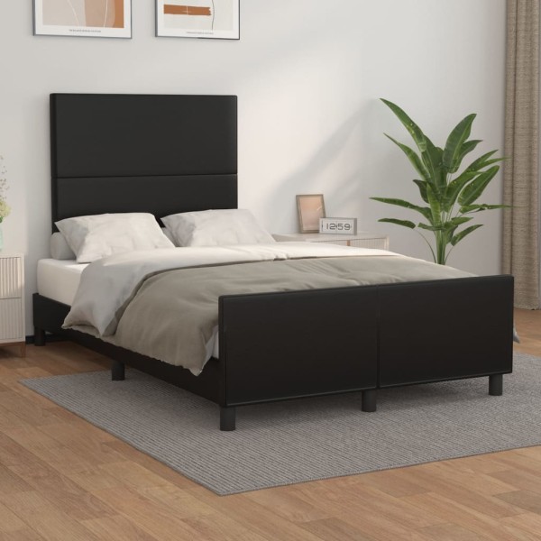 Bed frame with headboard, black, 120 x 200 cm, artificial leather