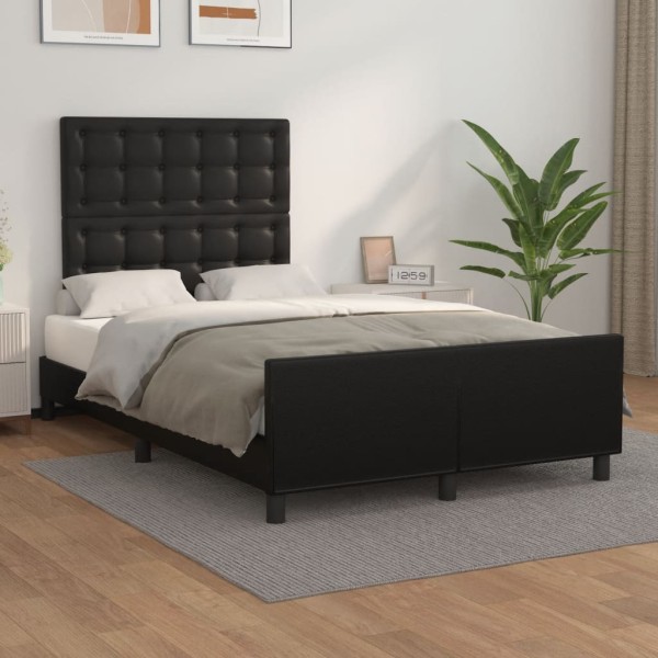 Bed frame with headboard, black, 120 x 200 cm, artificial leather