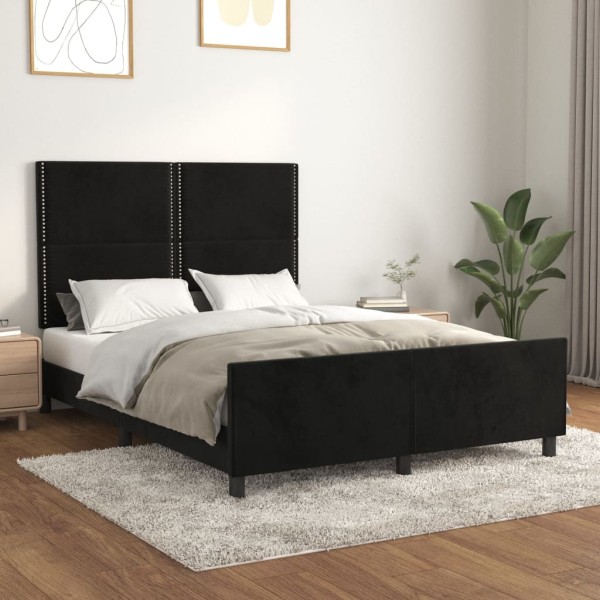 Bed frame without mattress, black, 140x190cm, velvet