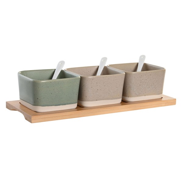 Set za Predjelo DKD Home Decor 29 x 11,5 x 1,5 cm Portselan Mitmevärviline Bambus Skandinaavia