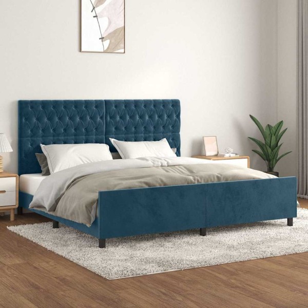 Bed frame without mattress dark blue 200x200 cm velvet